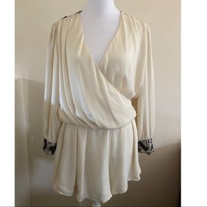 Rachel Antonoff 100% Silk Long Sleeve Beaded Romper size2